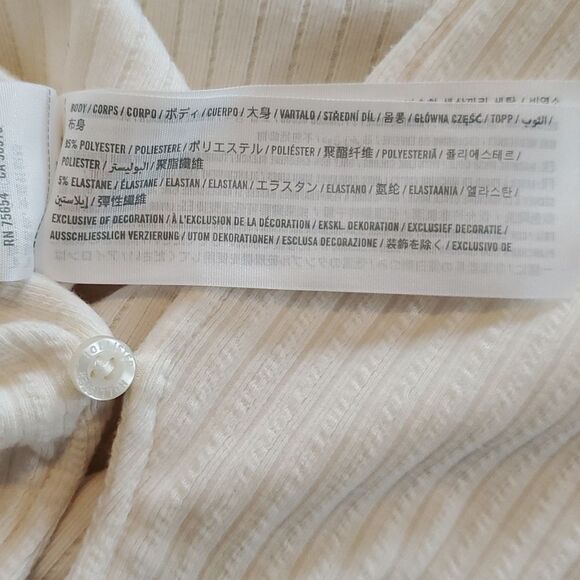 HOLLISTER RIBBED KNIT FAUX CARDIGAN CREAM IVORY OFF-WHITE SIZE MEDIUM 90s Y2K - Picture 6 of 9